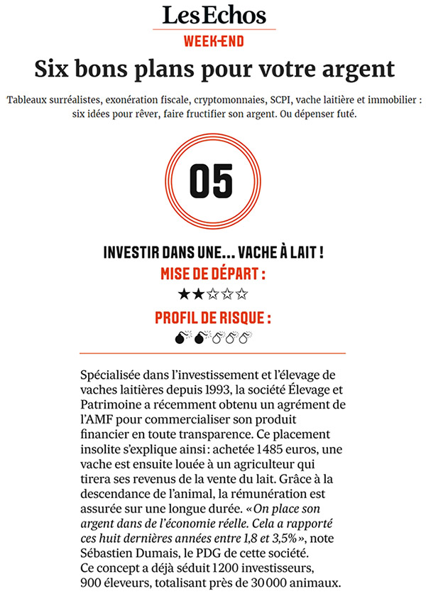 20220325-LESECHOS-3 Elevage et Patrimoine : investir dans la vache