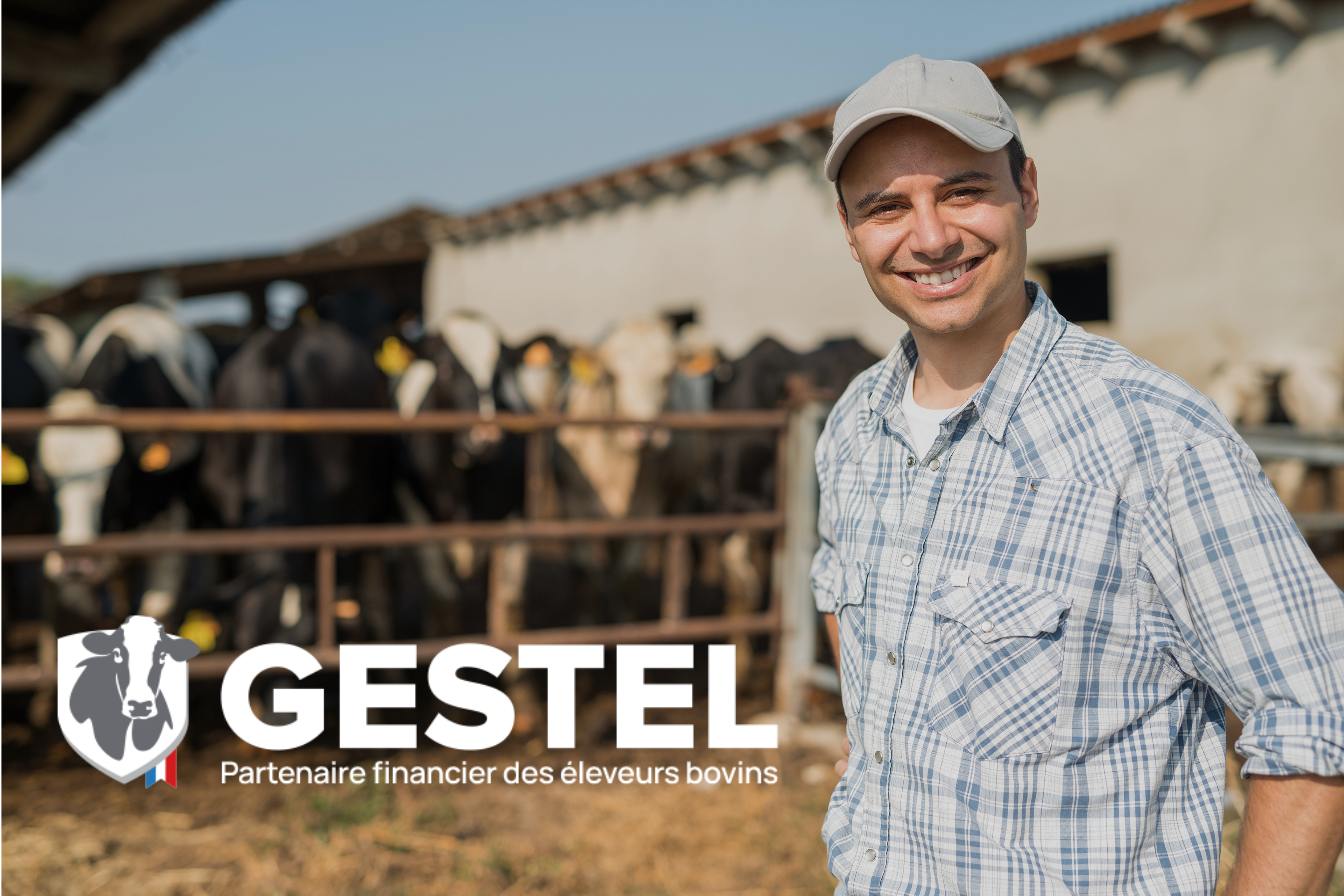 Slider GESTEL 2 Un éleveurs souriant et fier pose devant son exploitation de vache